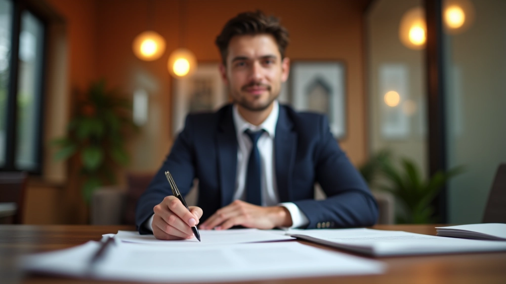 Профессиональный офис риэлтора с документами и контрактами